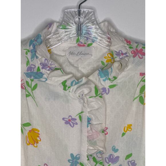 Vintage Miss Elaine Floral Seersucker Ruffle Housecoat Robe 70s 80s medium - Picture 5 of 16